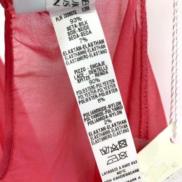 La Perla IT Sz 2 US S English Rose Ruffle Straps Silk Camisole Coral Pink NEW - Picture 9 of 9